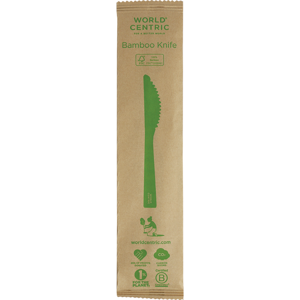 6.7" Bamboo Knife | Individually Wrapped | Compostable | World Centric®