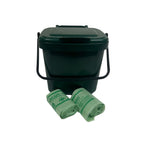 Compost Caddy Bin w/Compostable Trash Bags Set | Includes Bin & 2 Rolls of 2.5 gal Bags