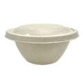 Compostable bowl with lid on a white background