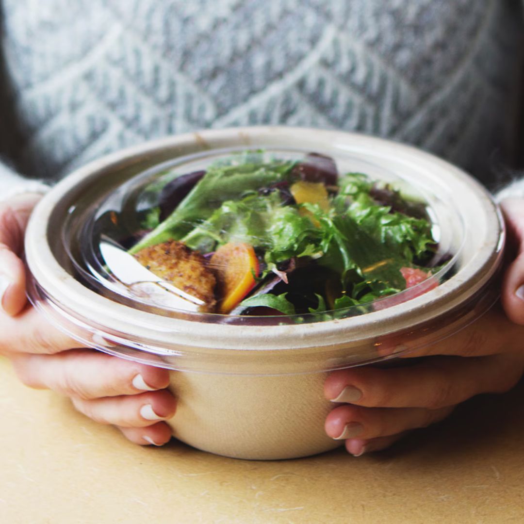 Clear Lid for 16-32 oz Round Natural Fiber Bowl | PLA