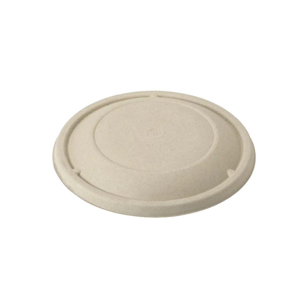 Compostable fiber lid on a white background