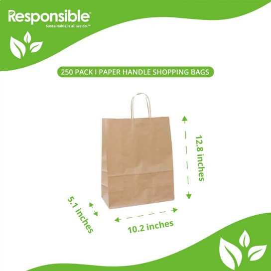10.2" x 5.1" x 12.8" Kraft Paper Shopping Bags w/ Handles | Missy