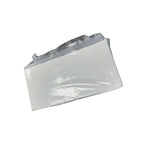 Clear plastic bag containing folded napkins on a white background