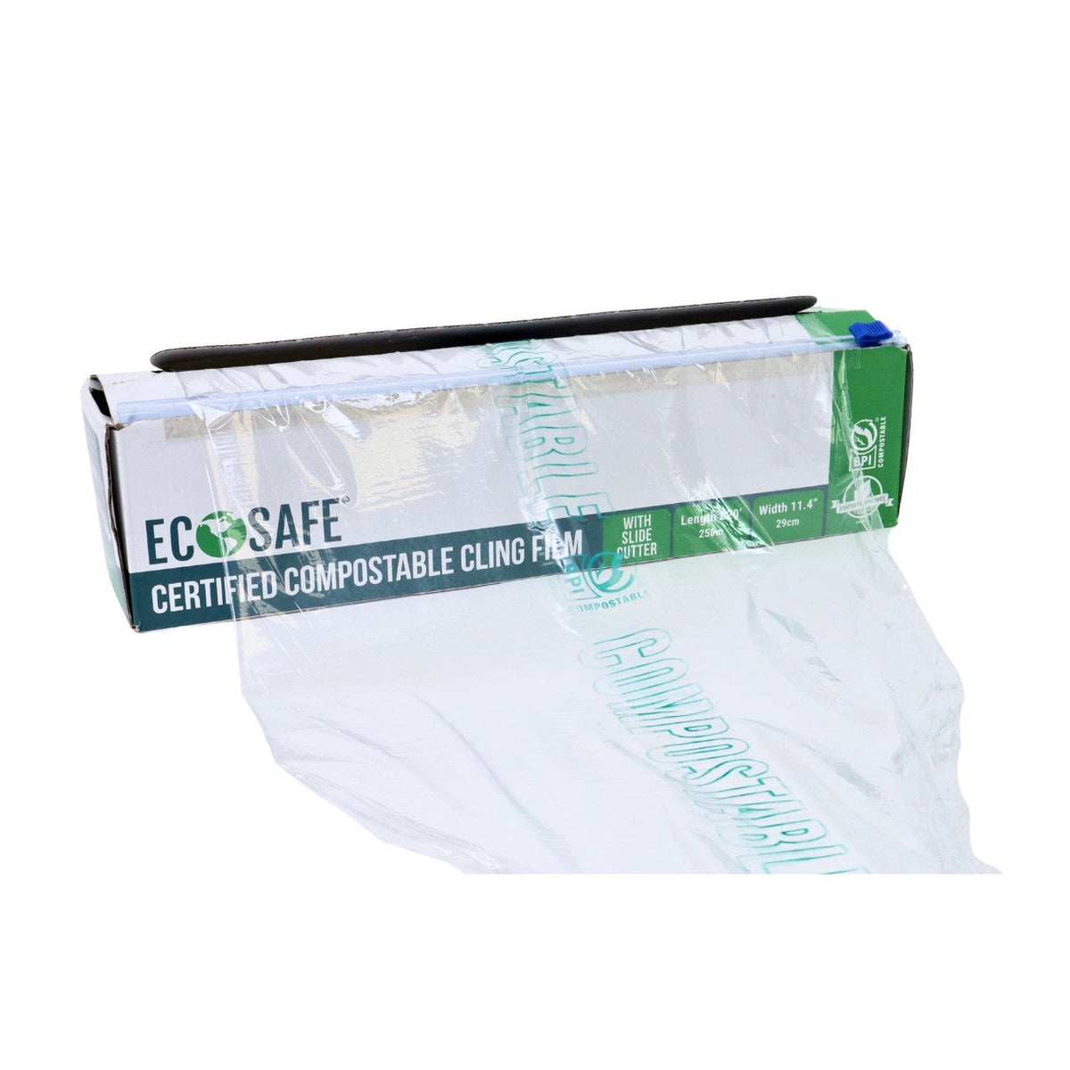 11.4" x 820" Compostable Cling Wrap | Clear | Made by EcoSafe®