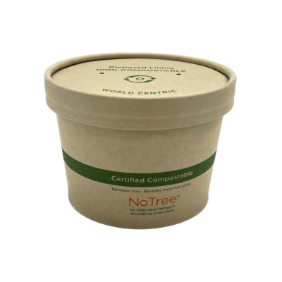16 oz NoTree® Paper Bowl with Lid | Food Container | Set of 50 Bowls & 50 Paper Lids