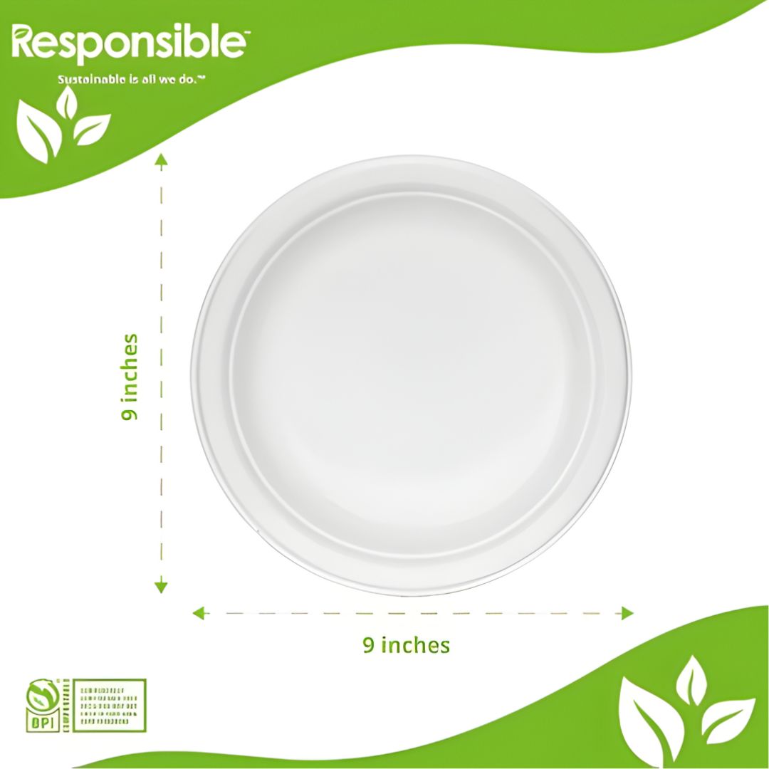 9" Classic Round Plate | Sugarcane & Bamboo