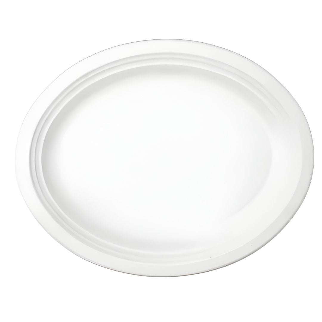 White fiber platter on a white background