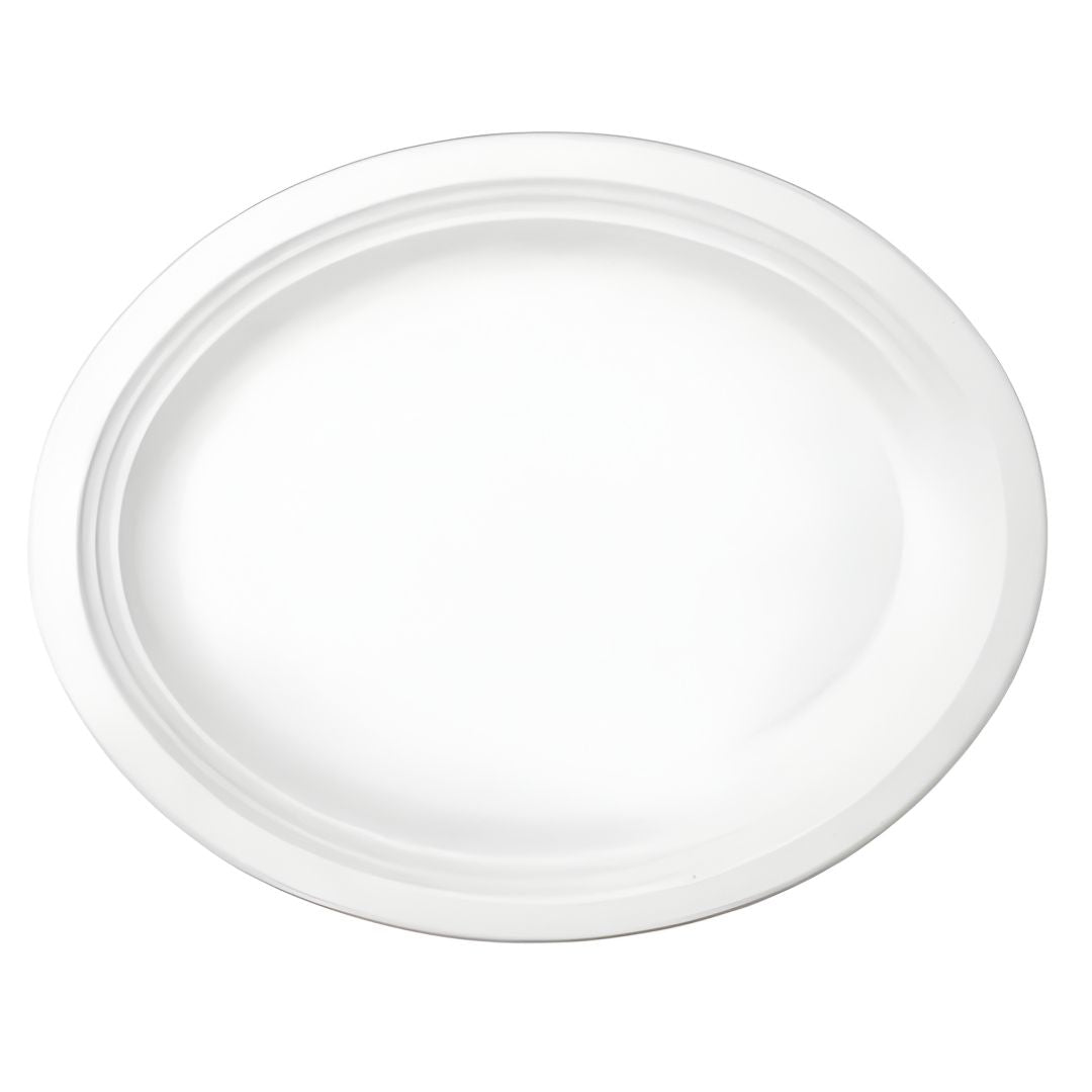 White fiber platter on a white background