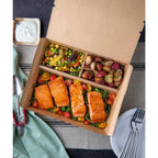 11" x 9" 3 Compartment Bento Box w/ Attached Lid | Paper Board
