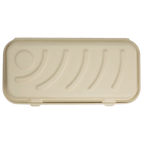 A rectangular pizza container with rounded corners, featuring embossed curved wave-like patterns on the lid, shown against a plain white background.