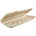 Compostable flatbread container with lid on a white background