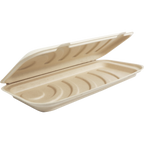 Compostable flatbread container with lid on a white background