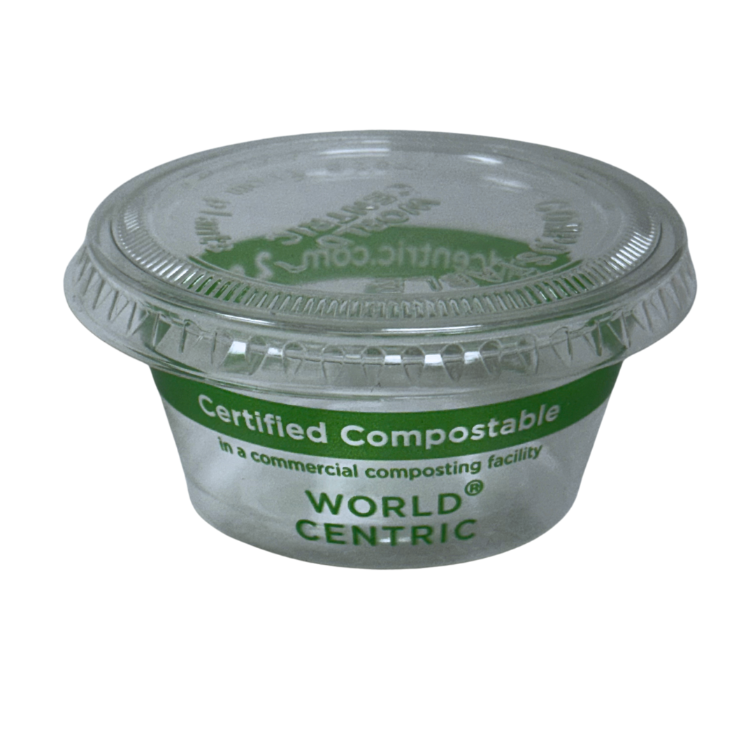 2 oz Portion Cups with Lids | PLA | Clear | Compostable | Set of 100 Each