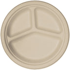 10" 3 Partition Round Plate | Natural Plant Fiber | Compostable