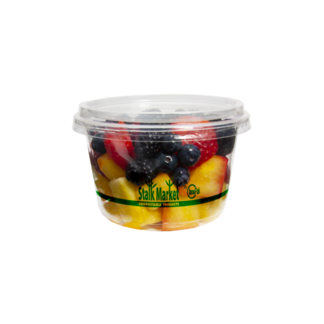 16 oz Round Deli Container with Lid | Clear | Compostable PLA | Set of 50 Containers & 50