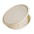 Compostable pizza tray with lid on a white background