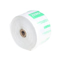 A roll of compostable produce bags with a brown cardboard core, featuring green text and a green 'ZERO' banner, on a plain white background.