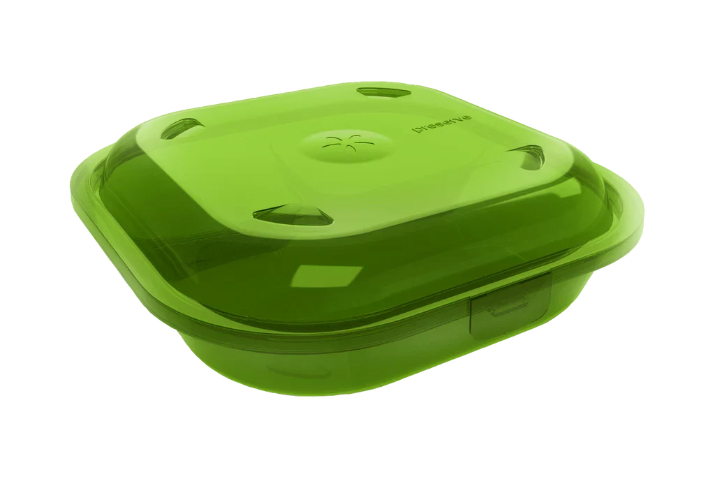 9x9 Reusable to-go Container | 3-Compartment | Green | Washable