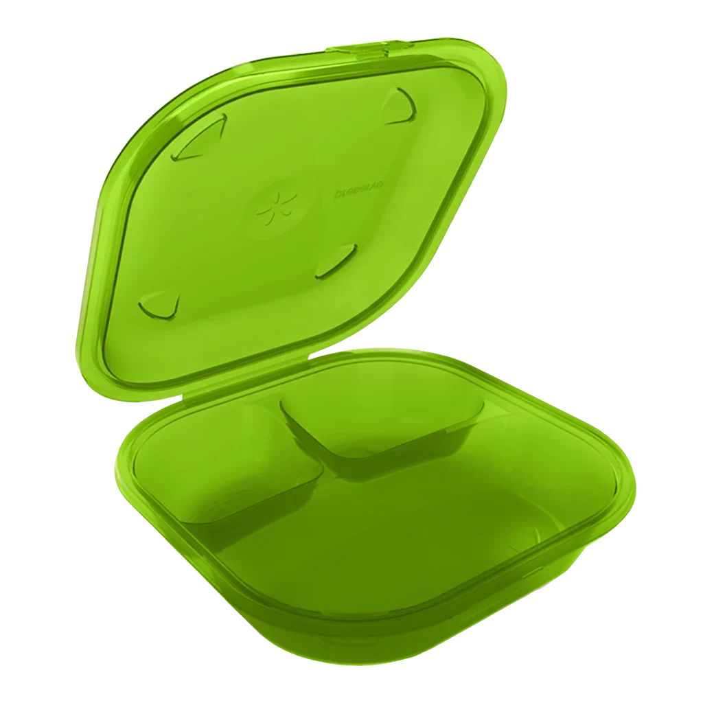 9x9 Reusable to-go Container | 3-Compartment | Green | Washable