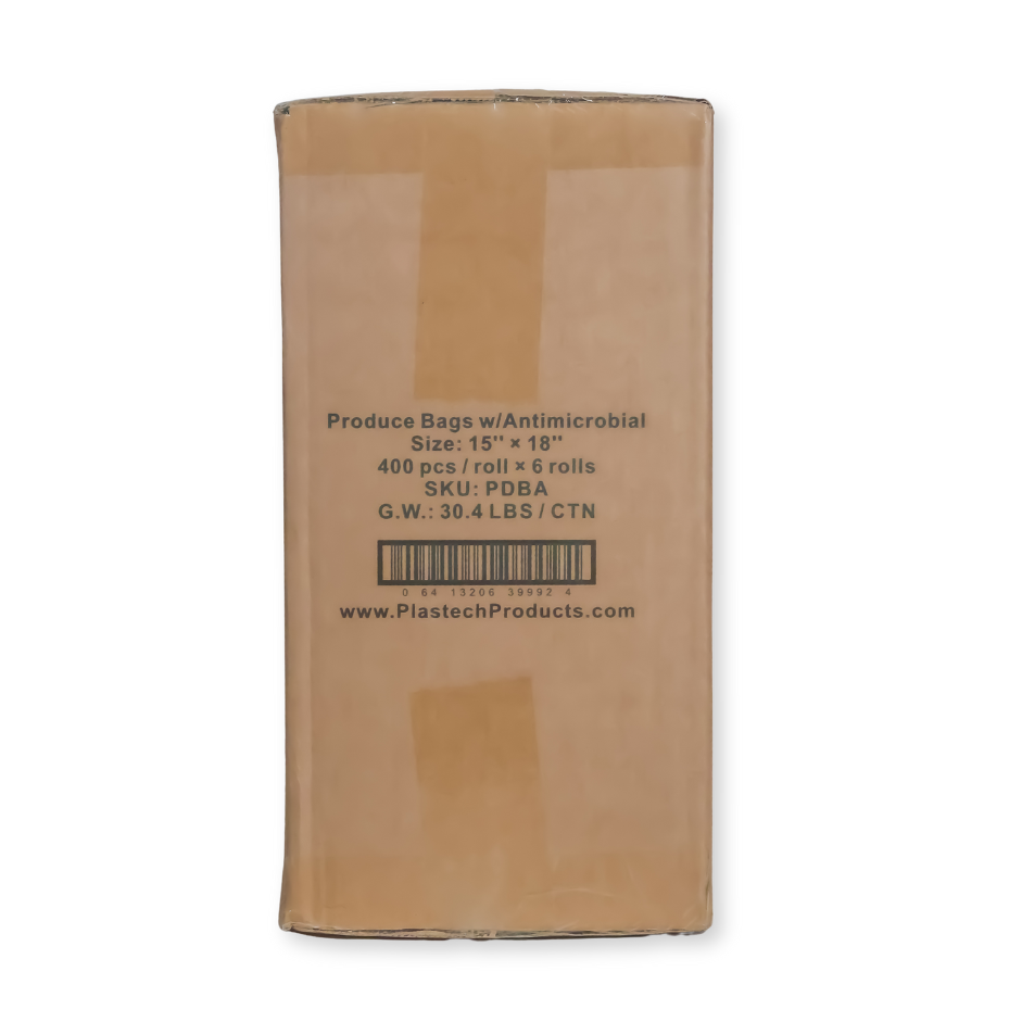 Cardboard box with product information on a white background
