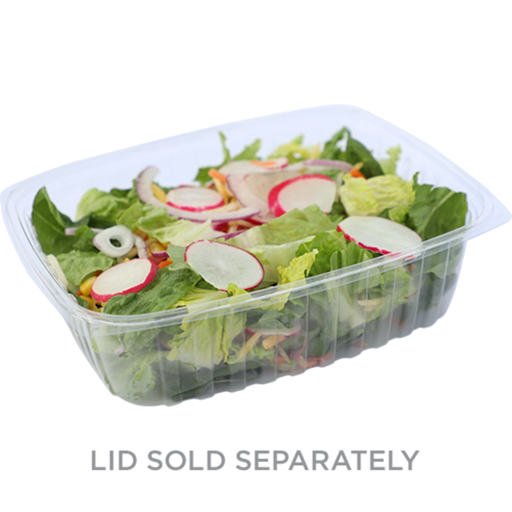 48 oz Rectangle Deli Container | Compostable | PLA | Clear