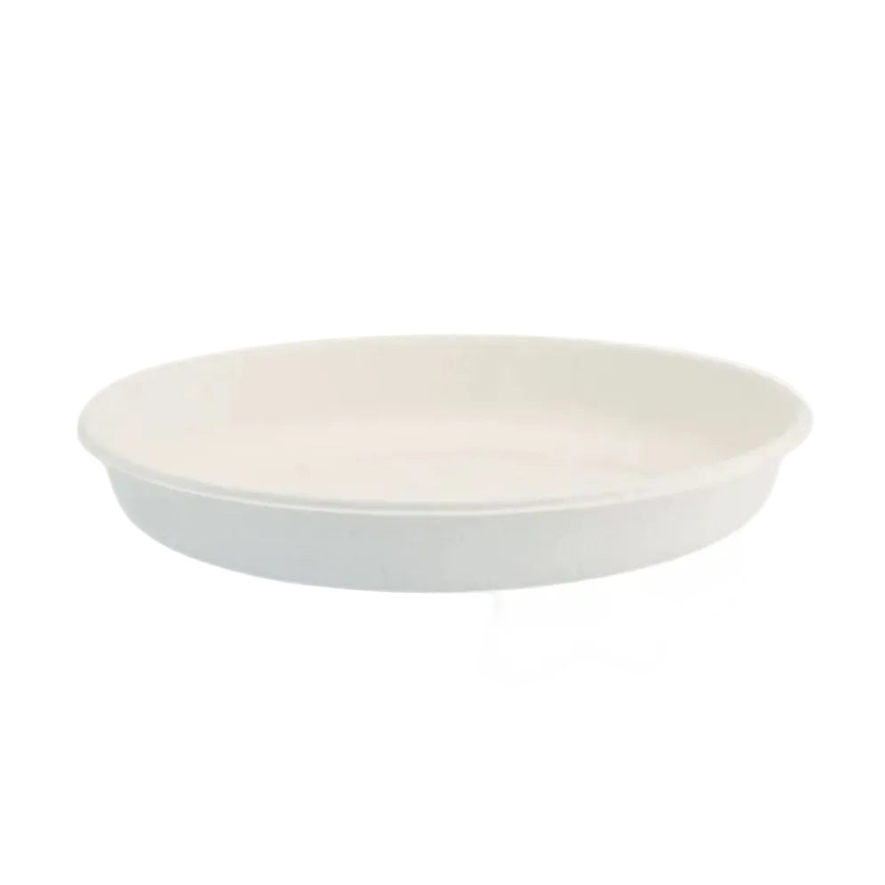 White compostable oval bowl on a white background