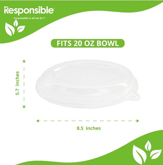 Lid for 20 oz Oval Burrito Bowl | PET Plastic | Recyclable