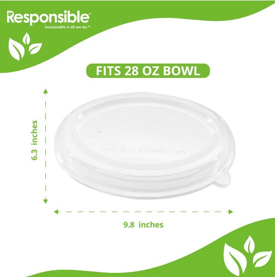 Lid for 28 oz Oval Burrito Bowl | Recyclable PET Plastic