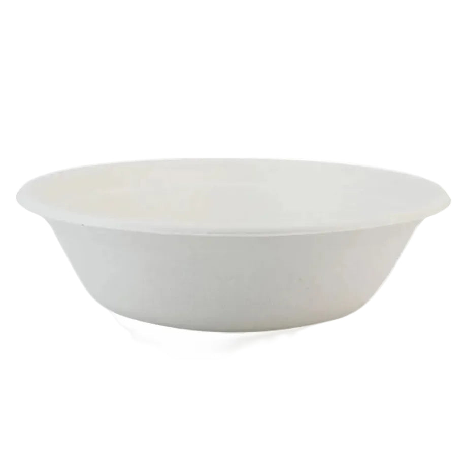 Compostable white bowl on a white background