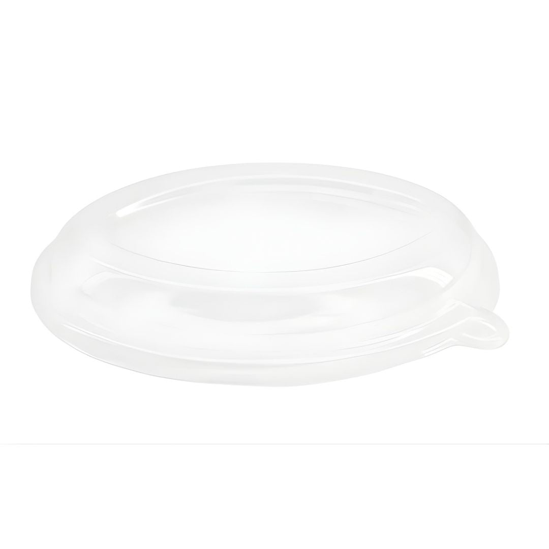 Clear plastic lid on a white background
