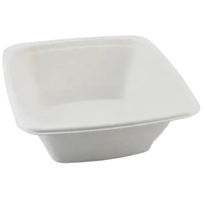 White compostable square bowl on a white background