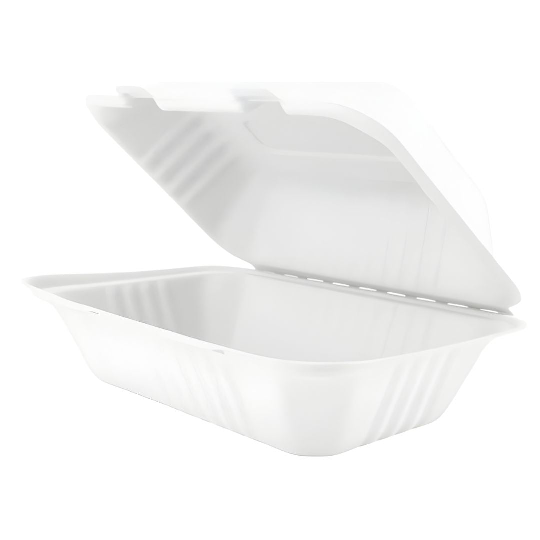 9" x 6" x 3" Clamshell | Single Compartment Sugarcane