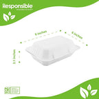 9" x 6" x 3" Clamshell | Single Compartment Sugarcane