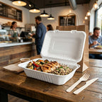 9" x 6" x 3" Clamshell | Single Compartment Sugarcane