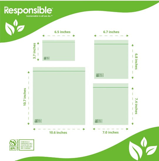 4 Boxes of Resealable Zipper Storage Bags | Compostable | One Box of Each Size!