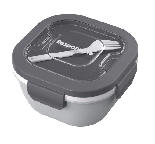 Salad All-In-One Meal Containers | Gray | Washable & Reusable