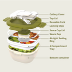 Salad All-In-One Meal Containers | Green | Washable & Reusable