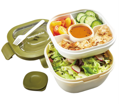 Salad All-In-One Meal Containers | Green | Washable & Reusable