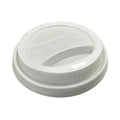 White compostable plastic hot cup lid on a white background