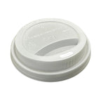 White compostable plastic hot cup lid on a white background