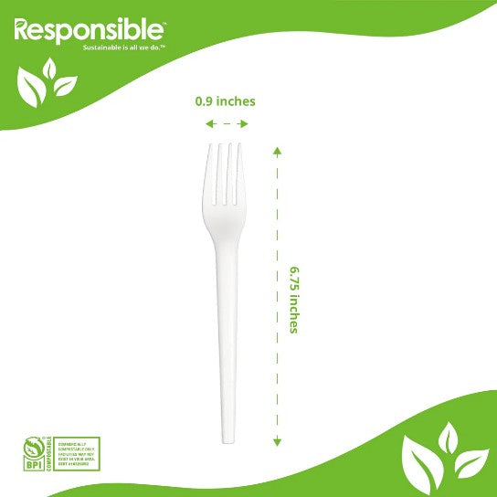 6.75" Compostable Fork | Bulk Pack | Responsible Products®