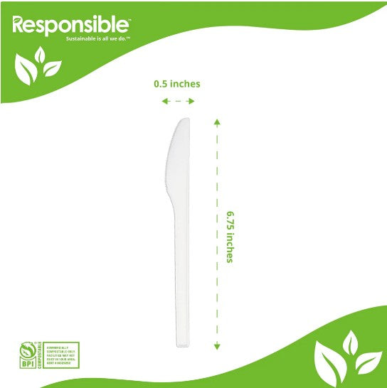 6.75" Compostable Knife | Bulk Pack | Responsible Products