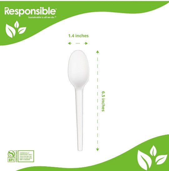 6.5" Compostable Spoon | Bulk Pack | Responsible Products®