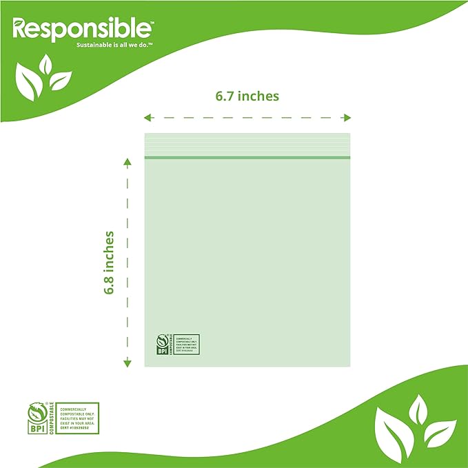 Resealable Sandwich Size Zipper Storage Bags | Compostable