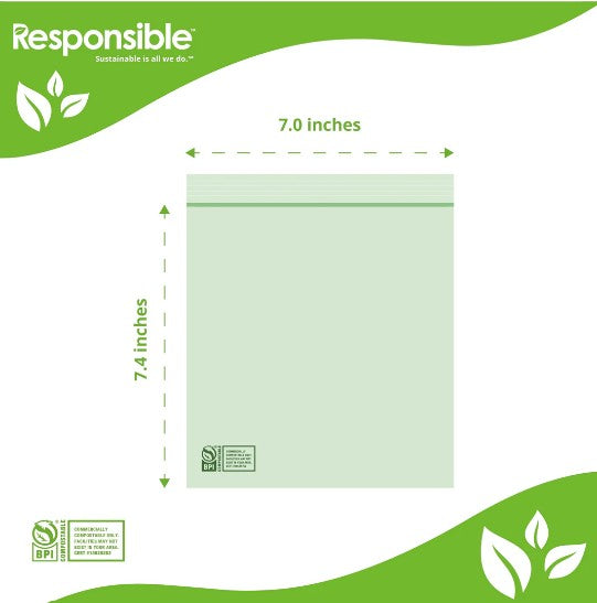 Resealable Quart Size Zipper Storage Bags | Compostable