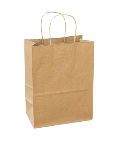 8.1"x10.6"x4.5" Kraft Paper Shopping Bags w/ Handles | Tempo
