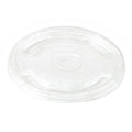 Clear compostable plastic lid on a white background