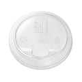 Clear plastic sip lid on a white background