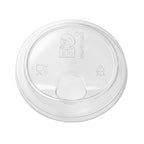 Clear plastic sip lid on a white background
