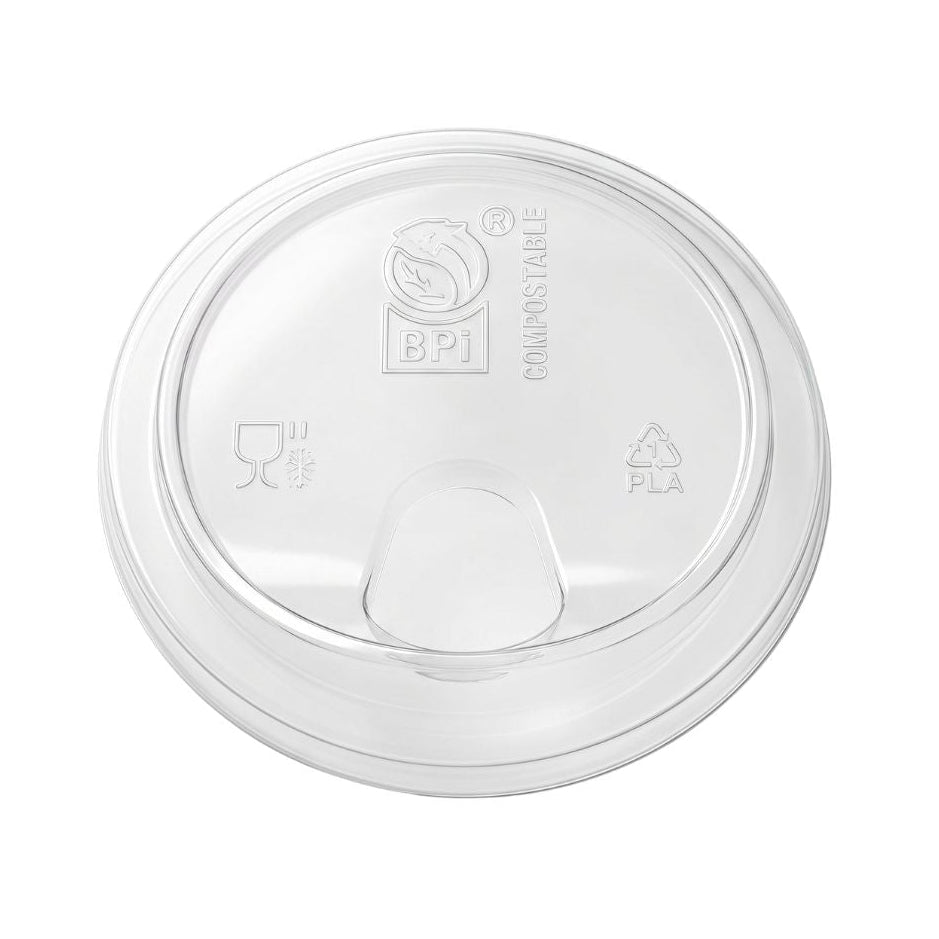 Clear plastic sip lid on a white background